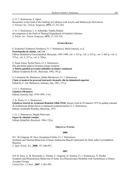 Lista lucrari_2.pdf - Revue Roumaine de Chimie