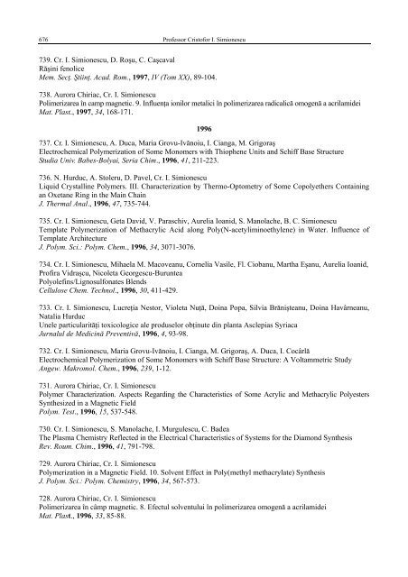 Lista lucrari_2.pdf - Revue Roumaine de Chimie