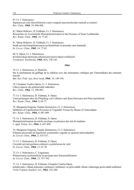 Lista lucrari_2.pdf - Revue Roumaine de Chimie