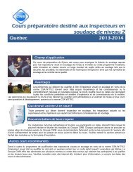 Cours préparatoire destiné aux inspecteurs en soudage de niveau 2