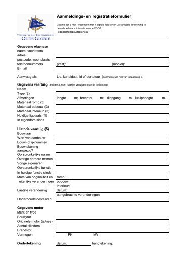 Aanmeldings- en registratieformulier - Vereniging Booteigenaren ...