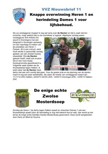 Nieuwsbrief VVZ 11, 4 november 2012