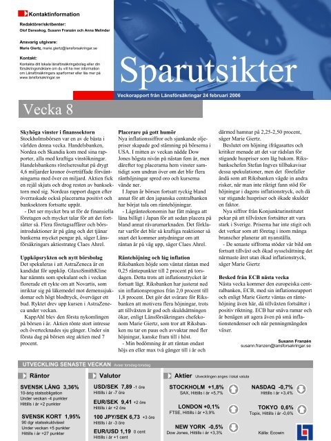 Sparutsikter vecka 8 - Länsförsäkringar