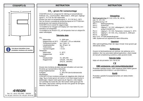 CO2(H)RT(-D) INSTRUKTION INSTRUKTION CO2 - givare ... - regin