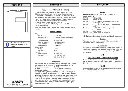 CO2(H)RT(-D) INSTRUKTION INSTRUKTION CO2 - givare ... - regin