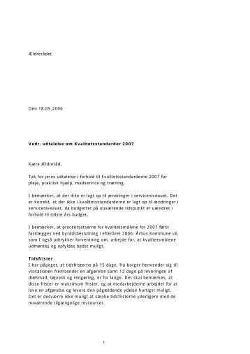 Ældrerådet Den 18.05.2006 Vedr. udtalelse om ... - Århus Kommune