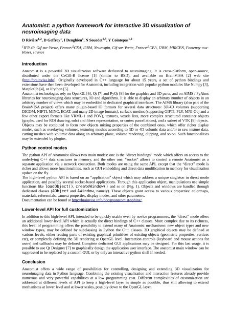Anatomist: a python framework for interactive 3D visualization of ...