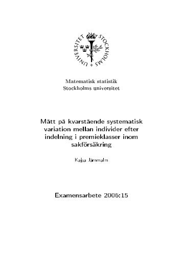 Mått på kvarstående systematisk variation mellan individer efter ...