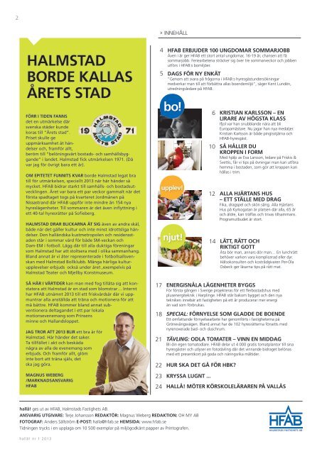 Hallå! Nr 1 2013 - Halmstad Fastighets AB