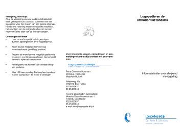 Logopedie en de orthodontist/tandarts - Logopediepraktijk Den ...