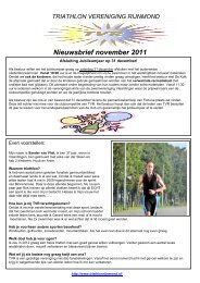 9e nieuwsbrief 5 november 2012 - Triathlon Vereniging Rijnmond