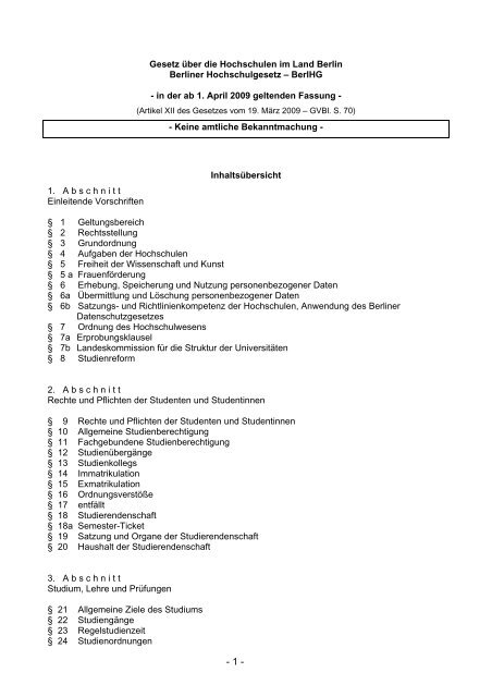 Berliner Hochschulgesetz - Institut für Physik - Humboldt-Universität ...