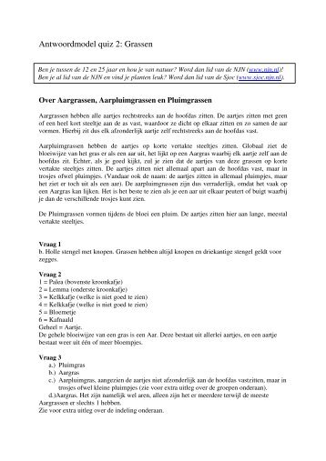 Antwoordmodel quiz 2: Grassen - SJOC