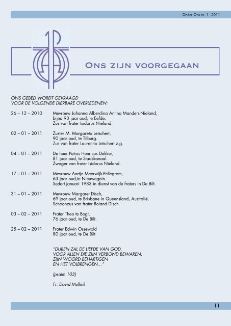 Onder Ons 1 – 2011 - Fraters van Utrecht