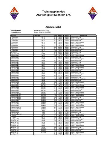 Gesamttrainingsplan - ASV Einigkeit Süchteln e.v.