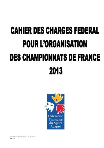Cahier des charges 2013 - Fédération Française du Sport Adapté