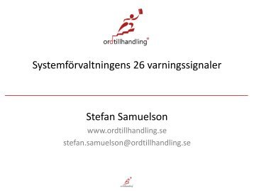 Systemförvaltningens 26 varningssignaler Stefan Samuelson