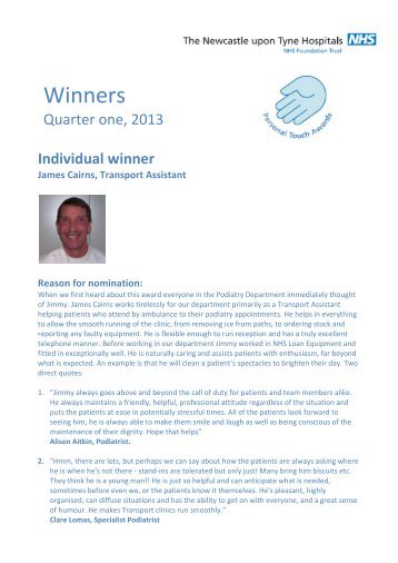 Personal_Touch_Winners_-_Q1_2013.pdf - Newcastle Hospitals