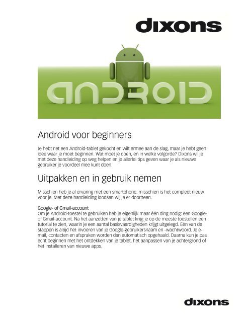 Android voor beginners Uitpakken en in gebruik nemen - BAS Group