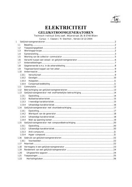 GelijkstroomGeneratoren Theorie - Technisch Instituut Sint-Jozef ...