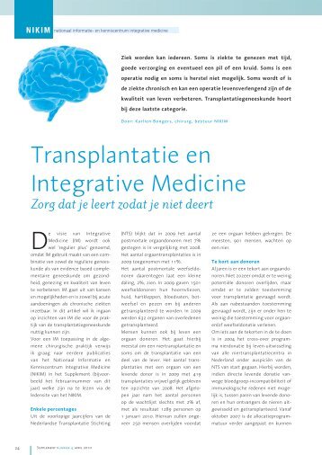 Transplantatie en Integrative Medicine - Nikim