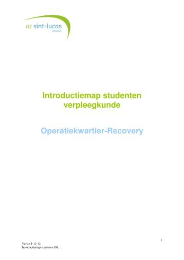 Introductiemap studenten verpleegkunde Operatiekwartier-Recovery