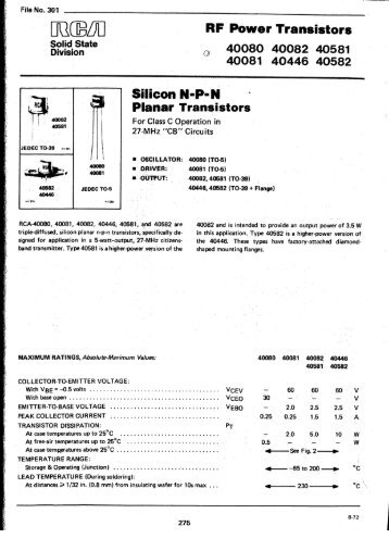 Atlas-210x PA Driver Transistor Data (RCA 40446 / 40582)