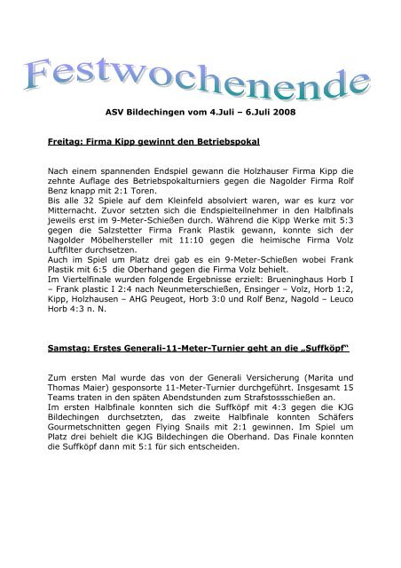 080706-Bericht Dorfpokal - ASV Bildechingen