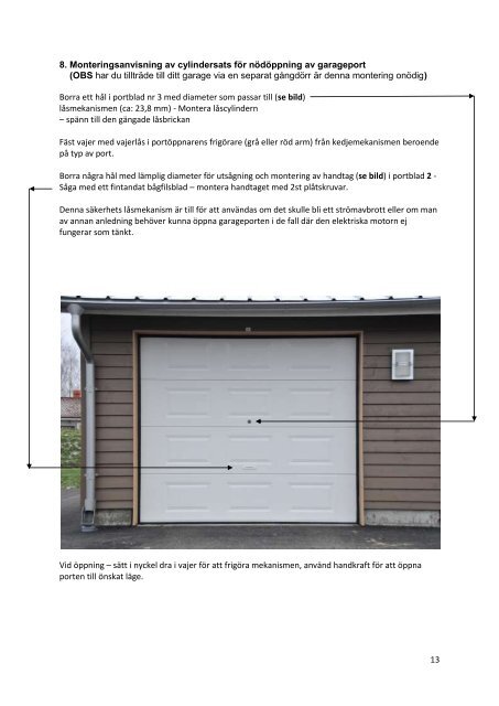 Monteringsanvisning Garageport