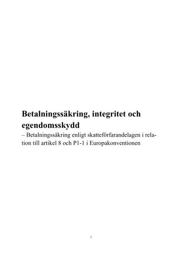 Betalningssäkring, integritet och egendomsskydd - Institutet Skatter ...