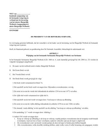 Aanpassingswet nieuw Burgerlijk Wetboek (DNA versie) - Republiek ...