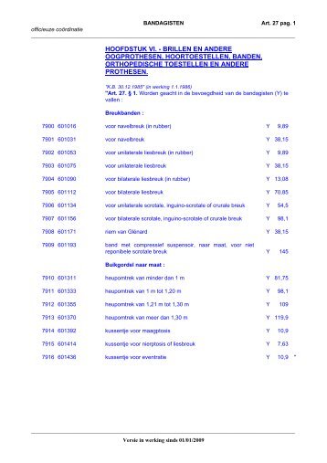 Hfst.VI – Brillen en andere oogprothesen, hoortoestellen, banden ...