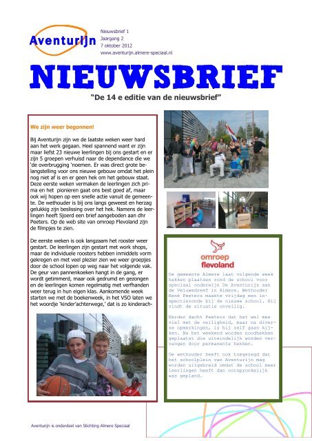 Aventurijn nieuwsbrief 14 - Aventurijn - Stichting Almere Speciaal