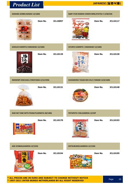 JAPANESE FOOD CATALOGUE View Online - Inter-Burgo ...
