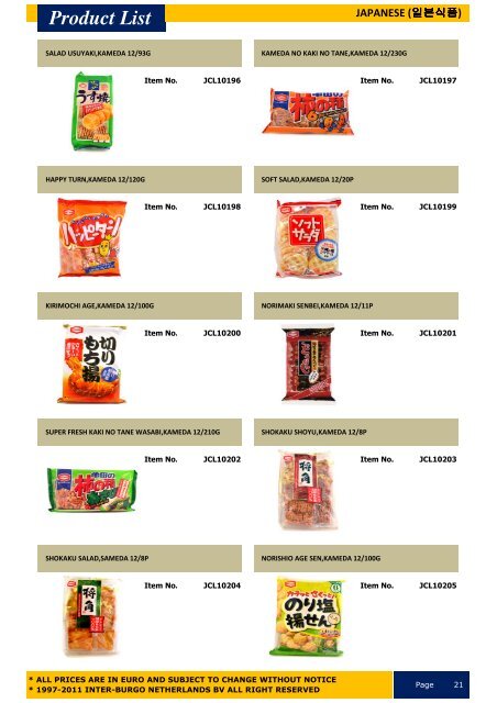 JAPANESE FOOD CATALOGUE View Online - Inter-Burgo ...