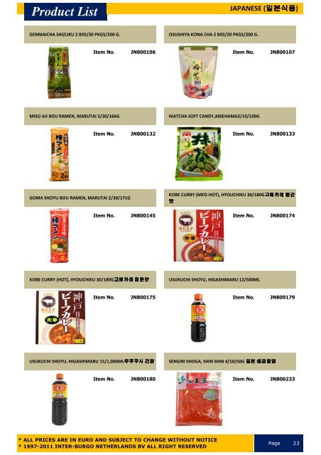 JAPANESE FOOD CATALOGUE View Online - Inter-Burgo ...