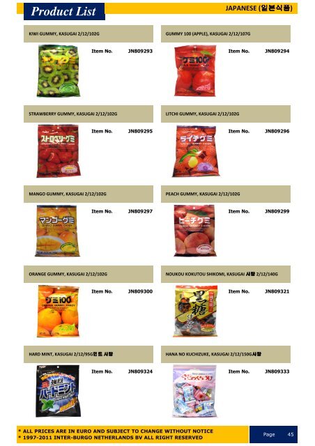 JAPANESE FOOD CATALOGUE View Online - Inter-Burgo ...