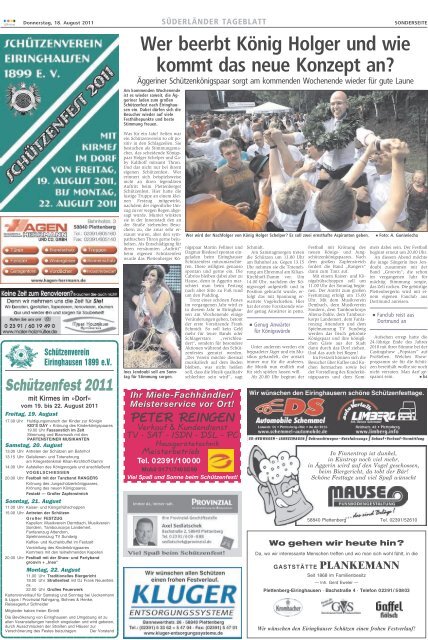 Schützenverein Eiringhausen 1899 ev Süderländer Tageblatt