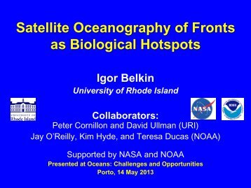 Front Detection in Chlorophyll and SST Satellite Imagery - Ocean's ...