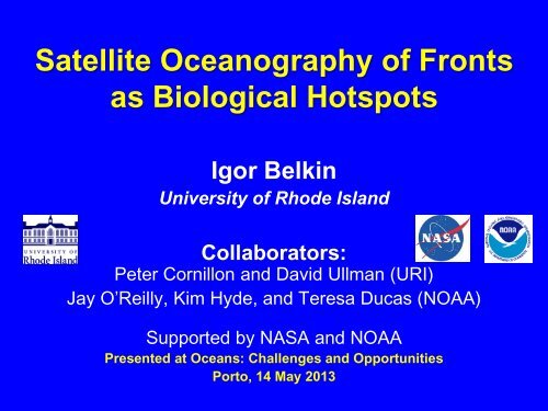 Front Detection in Chlorophyll and SST Satellite Imagery - Ocean's ...