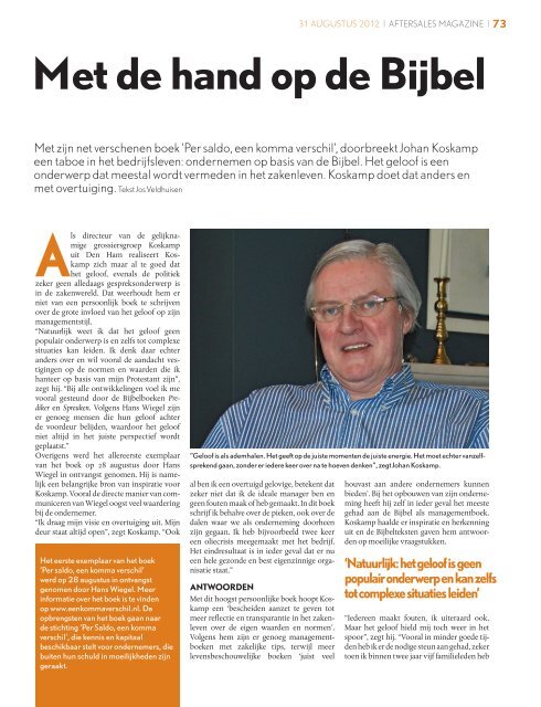 Download hier de PDF van het volledige interview met Johan ...