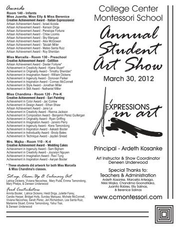 Art Show Program in pdf format - College Center Montessori School