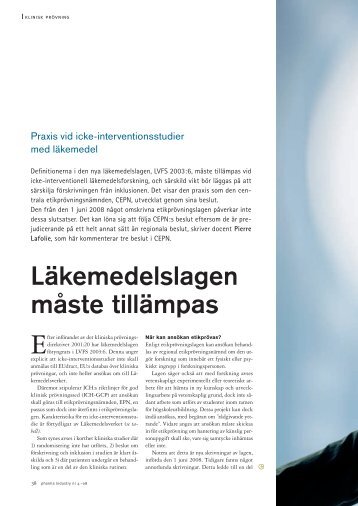 Läkemedelslagen måste tillämpas - Pharma Industry