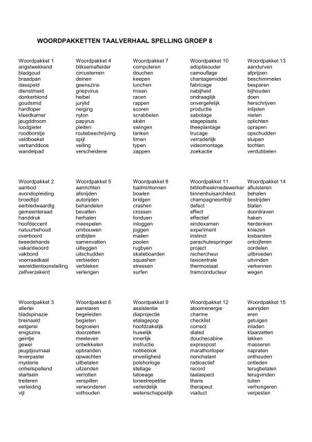 Fonkelnieuw Woordpakketten taalverhaal spelling groep 8 EK-72