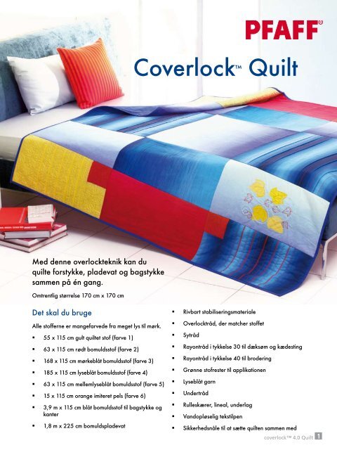 Instruktioner for Coverlock™ Quilt - Pfaff