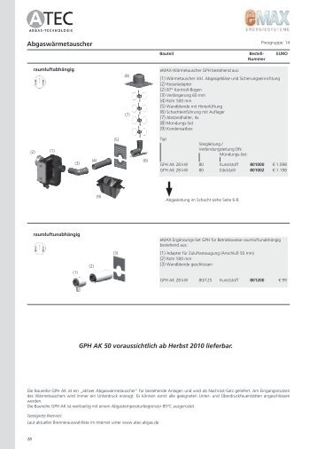 Abgaswärmetauscher GPH AK 50 voraussichtlich ab Herbst 2010 ...