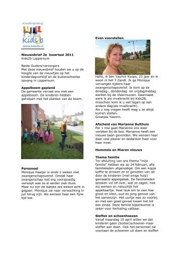 Nieuwsbrief 2e kwartaal 2011 Kids2b Loppersum Beste Ouders ...