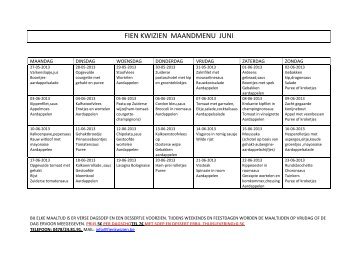 FIEN KWIZIEN MAANDMENU JUNI