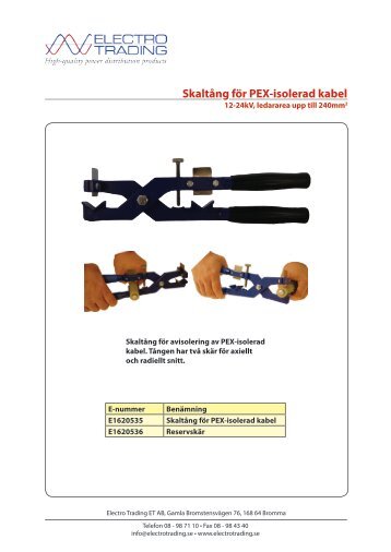 Skaltång för PEX-isolerad kabel - Electro Trading