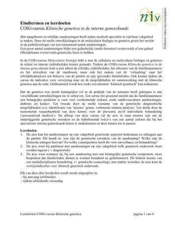 Eindtermen en leerdoelen COIG-cursus Klinische genetica in de ...